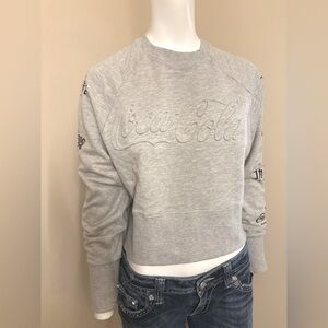 Coca Cola Cropped Sweatshirt Gray Cotton Blend Oversized Size XS
